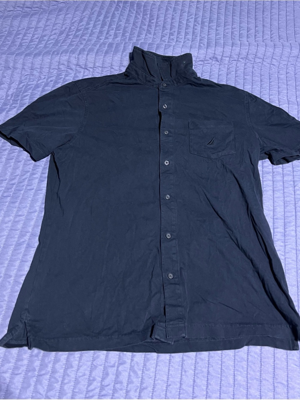 Nautica Black Short-Sleeve Button-Down Shirt